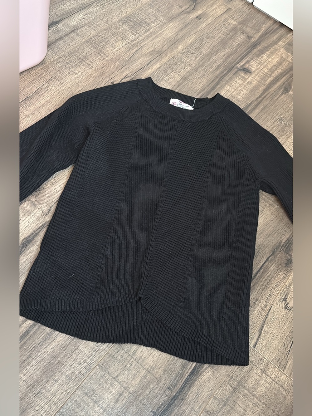 Hippie Rose Black Ribbed Long Sleeve Sweater